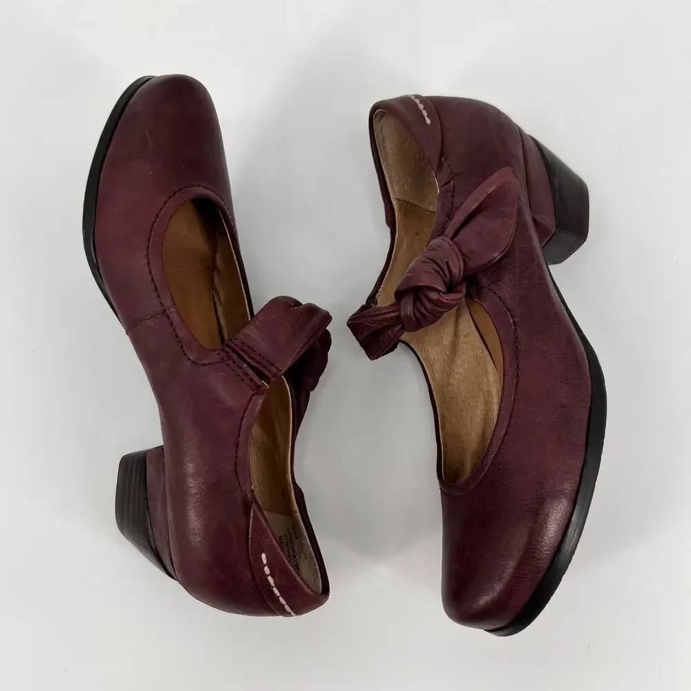 Biala Womens Tracey Mary Jane Pump EU 36 US6 Burgundy Red Leather Bow Strap Shoe